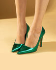 Pembe Potin Kroko Desenli İnce Uzun Topuklu Kadın Stiletto 71-53-24Baskı - 483054813496