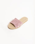 Pembe Potin Nakışlı Tek Bant Rahat Taban Kadın Moda Terlik 41-875-22 - 483054780728
