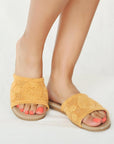 Pembe Potin Nakışlı Tek Bant Rahat Taban Kadın Moda Terlik 41-875-22 - 483054780728