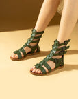 Pembe Potin Önü Açık Tokalı & Fermuarlı Gladyo Model Kadın Sandalet 51-0190-24 - Haki / 36 - 483054682424