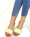Pembe Potin Örgülü Rahat Taban Moda Kadın Terlik 41-20-22 - 483054780728