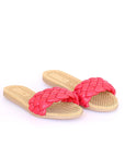 Pembe Potin Örgülü Rahat Taban Moda Kadın Terlik 41-20-22 - 483054780728