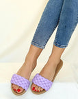 Pembe Potin Örgülü Rahat Taban Moda Kadın Terlik 41-20-22 - 483054780728