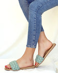 Pembe Potin Örgülü Rahat Taban Moda Kadın Terlik 41-20-22 - Yeşil / 36 - 483054780728