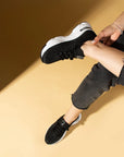 Pembe Potin Parlak Taş Detaylı Bağcıklı Triko Rahat Taban Kadın Sneakers 36-872-25 - Siyah / 36 - 483054747960
