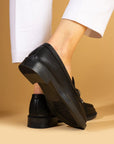 Pembe Potin Parlak Taş Detaylı Rahat Kalıp Kadın Loafer Ayakkabı 001-5004-24 - 483054584120