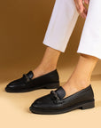 Pembe Potin Parlak Taş Detaylı Rahat Kalıp Kadın Loafer Ayakkabı 001-5004-24 - 483054584120