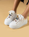 Pembe Potin Poli Anatomik Taban Taş Detay Bağcıklı Kadın Sneaker 36-177-24 - 483054747960
