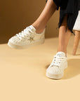 Pembe Potin Poli Anatomik Taban Yıldız Detay Bağcıklı Kadın Sneaker 59-650-24 - Bej / 36 - 483054747960