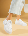 Pembe Potin Poli Anatomik Taban Yıldız Detay Bağcıklı Kadın Sneaker 59-650-24 - 483054747960