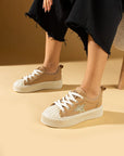 Pembe Potin Poli Anatomik Taban Yıldız Detay Bağcıklı Kadın Sneaker 59-650-24 - 483054747960