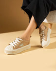 Pembe Potin Poli Anatomik Taban Yıldız Detay Bağcıklı Kadın Sneaker 59-650-24 - 483054747960