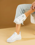 Pembe Potin Poli Anatomik Taban Yıldız Detay Bağcıklı Kadın Sneaker 59-650-24 - Beyaz / 36 - 483054747960