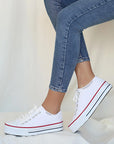 Pembe Potin Rahat Kalın Taban Keten Kadın Sneaker 10-9999-22 - 483054747960