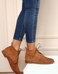 Pembe Potin Rahat Kalıp Bağcıklı Kadın Bot&Bootie 020-4070-22Süet - Taba / 36 - 483009364280
