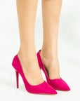 Pembe Potin Rahat Kalıp Uzun Topuklu Kadın Klasik Stiletto 017-1770-23Süet - 483054813496