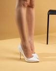 Pembe Potin Rahat Kalıp Uzun Topuklu Kadın Klasik Stiletto 017-1770-23Cilt - Beyaz / 36 - 483054813496