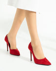 Pembe Potin Rahat Kalıp Uzun Topuklu Kadın Klasik Stiletto 017-1770-23Süet - 483054813496