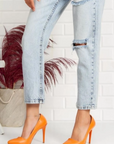 Pembe Potin Rahat Kalıp Uzun Topuklu Kadın Klasik Stiletto 017-1770-23Cilt - Turuncu / 35 - 483054813496