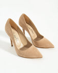 Pembe Potin Rahat Kalıp Uzun Topuklu Kadın Klasik Stiletto 017-1770-23Süet - 483054813496