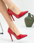 Pembe Potin Rahat Kalıp Uzun Topuklu Kadın Klasik Stiletto 017-1770-23Rugan - 483054813496