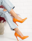 Pembe Potin Rahat Kalıp Uzun Topuklu Kadın Klasik Stiletto 017-1770-23Cilt - 483054813496
