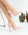 Pembe Potin Rahat Kalıp Uzun Topuklu Kadın Klasik Stiletto 017-1770-23Cilt - 483054813496