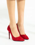 Pembe Potin Rahat Kalıp Uzun Topuklu Kadın Klasik Stiletto 017-1770-23Süet - 483054813496