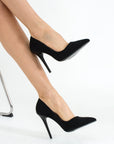 Pembe Potin Rahat Kalıp Uzun Topuklu Kadın Klasik Stiletto 017-1770-23Süet - 483054813496