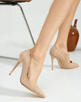Pembe Potin Rahat Kalıp Uzun Topuklu Kadın Klasik Stiletto 017-1770-23Süet - 483054813496