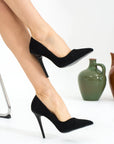 Pembe Potin Rahat Kalıp Uzun Topuklu Kadın Klasik Stiletto 017-1770-23Süet - 483054813496