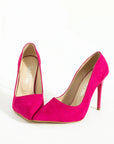 Pembe Potin Rahat Kalıp Uzun Topuklu Kadın Klasik Stiletto 017-1770-23Süet - 483054813496