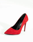 Pembe Potin Rahat Kalıp Uzun Topuklu Kadın Klasik Stiletto 017-1770-23Süet - Kırmızı / 36 - 483054813496
