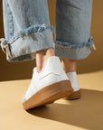 Pembe Potin Rahat Taban Bağcıklı Kadın Sneaker 001-7001-25 - Beyaz / 36 - 483054747960