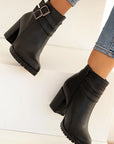 Pembe Potin Rahat Taban Fermuarlı Çift Toka Kadın Bot 025-5010-22Cİlt - 483009364280