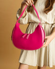 Pembe Potin Rugan Deri Tek Bölmeli Kadın Omuz Çantası BAG5033 - 483054387512