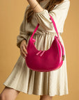 Pembe Potin Rugan Deri Tek Bölmeli Kadın Omuz Çantası BAG5033 - 483054387512