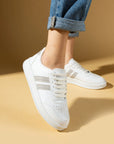Pembe Potin Şerit Detaylı Bağcıklı Rahat Taban Kadın Sneakers 001-1004-24BVizon - 483054747960