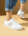 Pembe Potin Şerit Detaylı Bağcıklı Rahat Taban Kadın Sneakers 001-1004-24BVizon - 483054747960