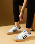 Pembe Potin Şerit Detaylı Kaymaz Taban Bağcıklı Kadın Sneakers 001-030-24Çt - 483054747960