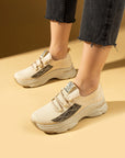 Pembe Potin Taş Detaylı Bağcıklı Triko Rahat Taban Kadın Sneakers 36-871-25 - 483054747960