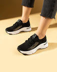 Pembe Potin Taş Detaylı Bağcıklı Triko Rahat Taban Kadın Sneakers 36-871-25 - 483054747960
