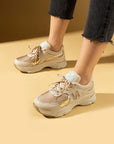 Pembe Potin Taş Detaylı Rahat Taban Bağcıklı Kadın Sneaker 36-874-25 - 483054747960