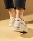 Pembe Potin Taş Detaylı Rahat Taban Bağcıklı Kadın Sneaker 36-874-25 - Bej / 36 - 483054747960