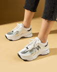 Pembe Potin Taş Detaylı Rahat Taban Bağcıklı Kadın Sneaker 36-874-25 - 483054747960