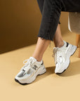 Pembe Potin Taş Detaylı Rahat Taban Bağcıklı Kadın Sneaker 36-874-25 - 483054747960