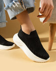 Pembe Potin Taş Detaylı Triko Kalın Taban Kadın Sneaker 59-88-25 - 483054747960