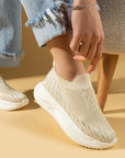 Pembe Potin Taş Detaylı Triko Kalın Taban Kadın Sneaker 59-88-25 - 483054747960