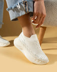 Pembe Potin Taş Detaylı Triko Kalın Taban Kadın Sneaker 59-88-25 - 483054747960