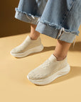 Pembe Potin Taş Detaylı Triko Kalın Taban Kadın Sneaker 59-88-25 - 483054747960